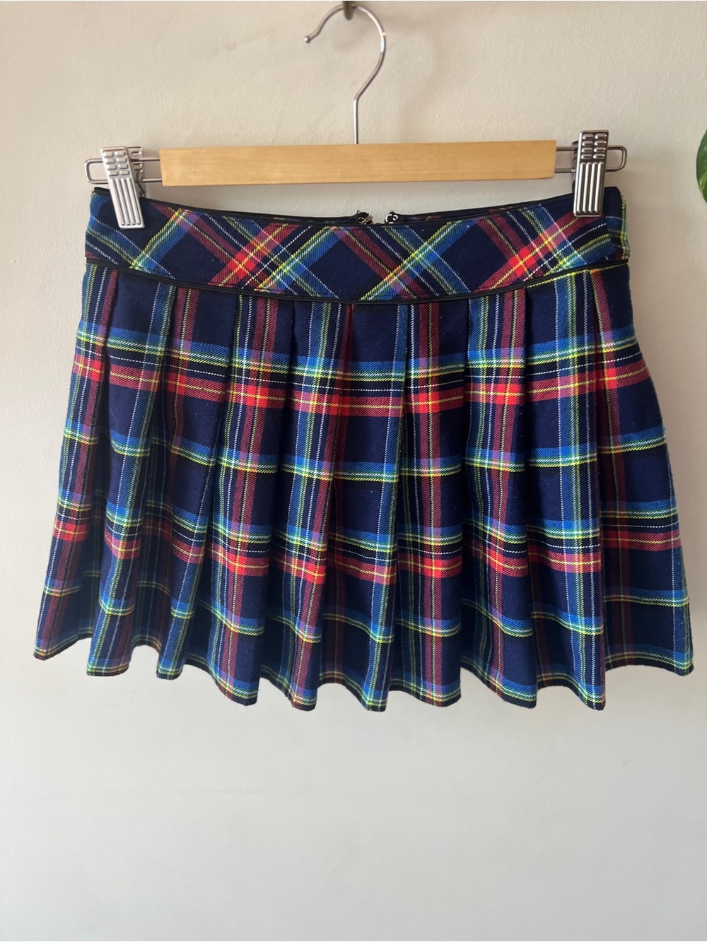 La SENZA Navy Plaid Pleated Skater Mini Skirt